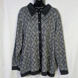 eccotoo Knit Cardigan/Jacket, Gray, White,‎ Silver Thread, Holiday, Event, Sz 2X